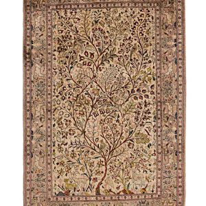 Handmade Rug Ghom Silk Beige 100x154cm