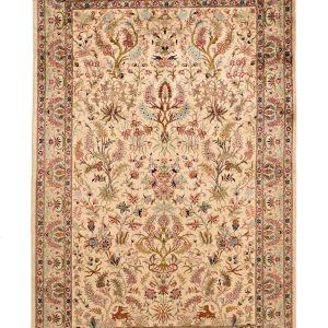 Handmade Rug Ghom Silk Beige 130x196cm