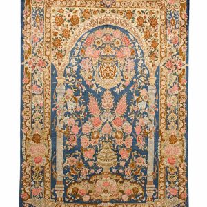 Handmade Rug Ghom Silk Blue 127x195cm