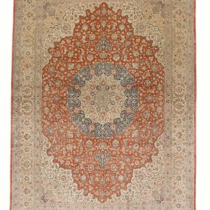Handmade Rug Ghom Silk Terracotta 294x420cm