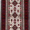Handmade Persian Rug Beluch Cream/Red 97x170cm