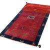 Handmade Persian Rug Gabbeh Shiraz Red/Blue 87x187cm - Image 2
