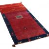 Handmade Persian Rug Gabbeh Shiraz Red/Blue 87x187cm - Image 3