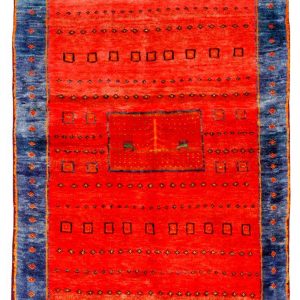 Gabbeh Rug Hand Woven Loom Lori Buf Hand-knotted Oriental Wine Red 60x90 