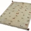 Handmade Persian Rug Gabbeh Shiraz Wool Beige 103x138cm - Image 3