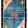 Handmade Persian Rug Gabbeh Shiraz Wool Blue/Black 197x260cm