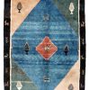 Handmade Persian Rug Gabbeh Shiraz Wool Blue/Black 197x260cm - Image 3