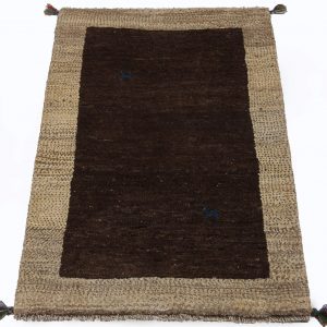 Handmade Persian Rug Gabbeh Shiraz Wool Brown/Cream 83x123cm