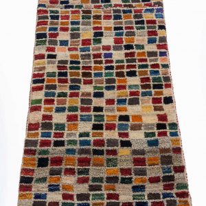 Handmade Persian Rug Gabbeh Shiraz Wool Cream/Grey 64x150cm