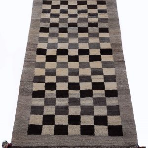 Handmade Persian Rug Gabbeh Shiraz Wool Cream/Grey 77x160cm